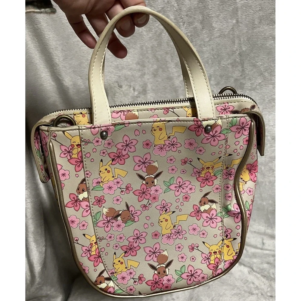 Loungefly Nintendo Pokemon Pikachu & Eevee Cherry Blossom Satchel Crossbody Bag